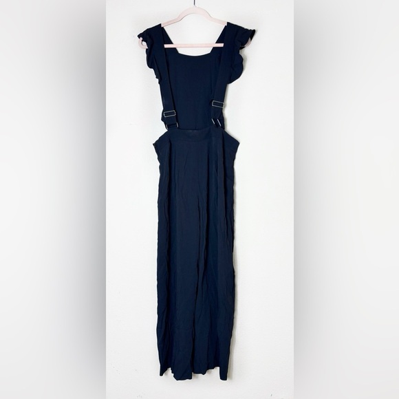 NWT Zara Pinafore Black Ruffled Jumpsuit size Medium - Picture 2 of 14